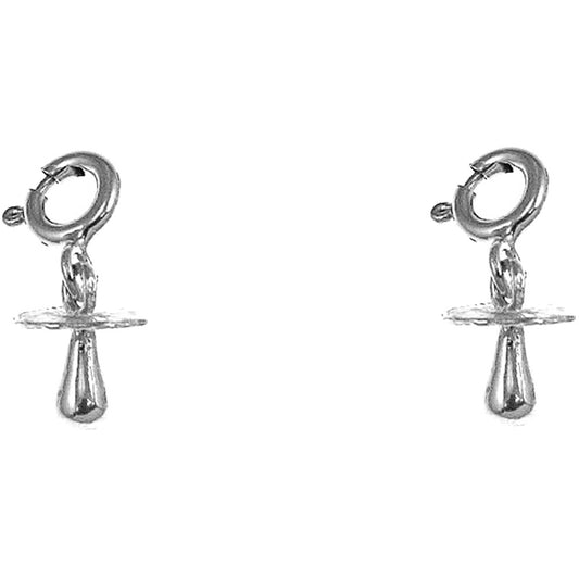 Sterling Silver 12mm 3D Pacifier Earrings