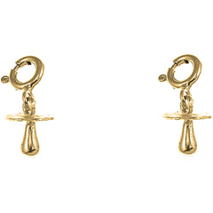 14K or 18K Gold 12mm 3D Pacifier Earrings