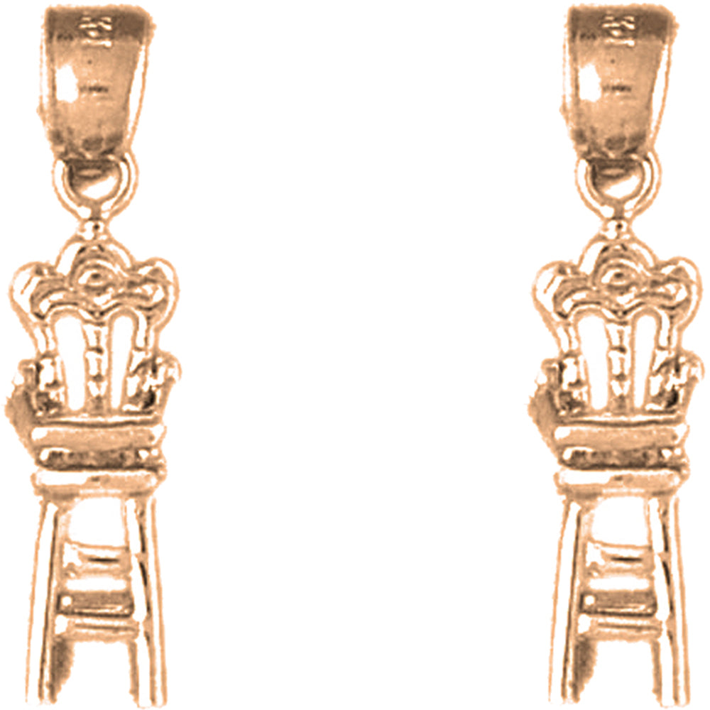 14K or 18K Gold 24mm 3D Baby Chair Earrings