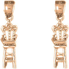 14K or 18K Gold 24mm 3D Baby Chair Earrings