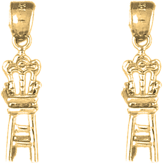 14K or 18K Gold 24mm 3D Baby Chair Earrings