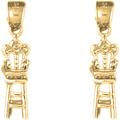 14K or 18K Gold 24mm 3D Baby Chair Earrings