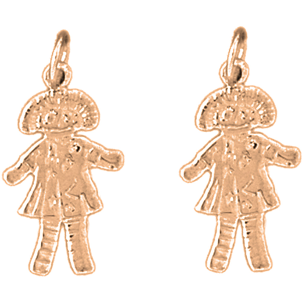 14K or 18K Gold 22mm Doll Earrings