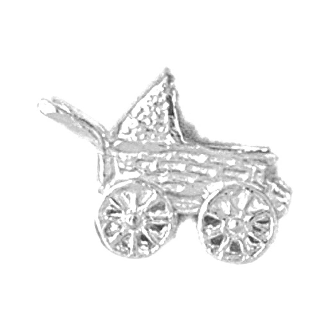 10K, 14K or 18K Gold 3D Baby Stroller Pendant