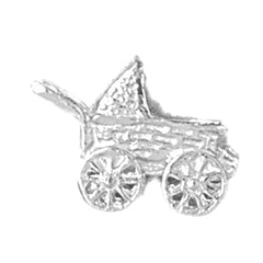 10K, 14K or 18K Gold 3D Baby Stroller Pendant