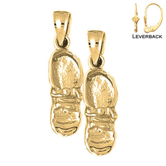 Botín de bebé 3D de 25 mm de oro de 14 quilates o 18 quilates, pendientes de zapatos