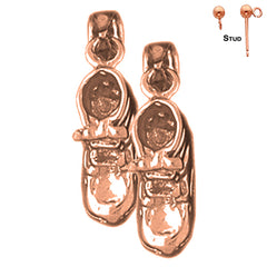 Botín de bebé 3D de 21 mm de oro de 14 quilates o 18 quilates, pendientes de zapatos