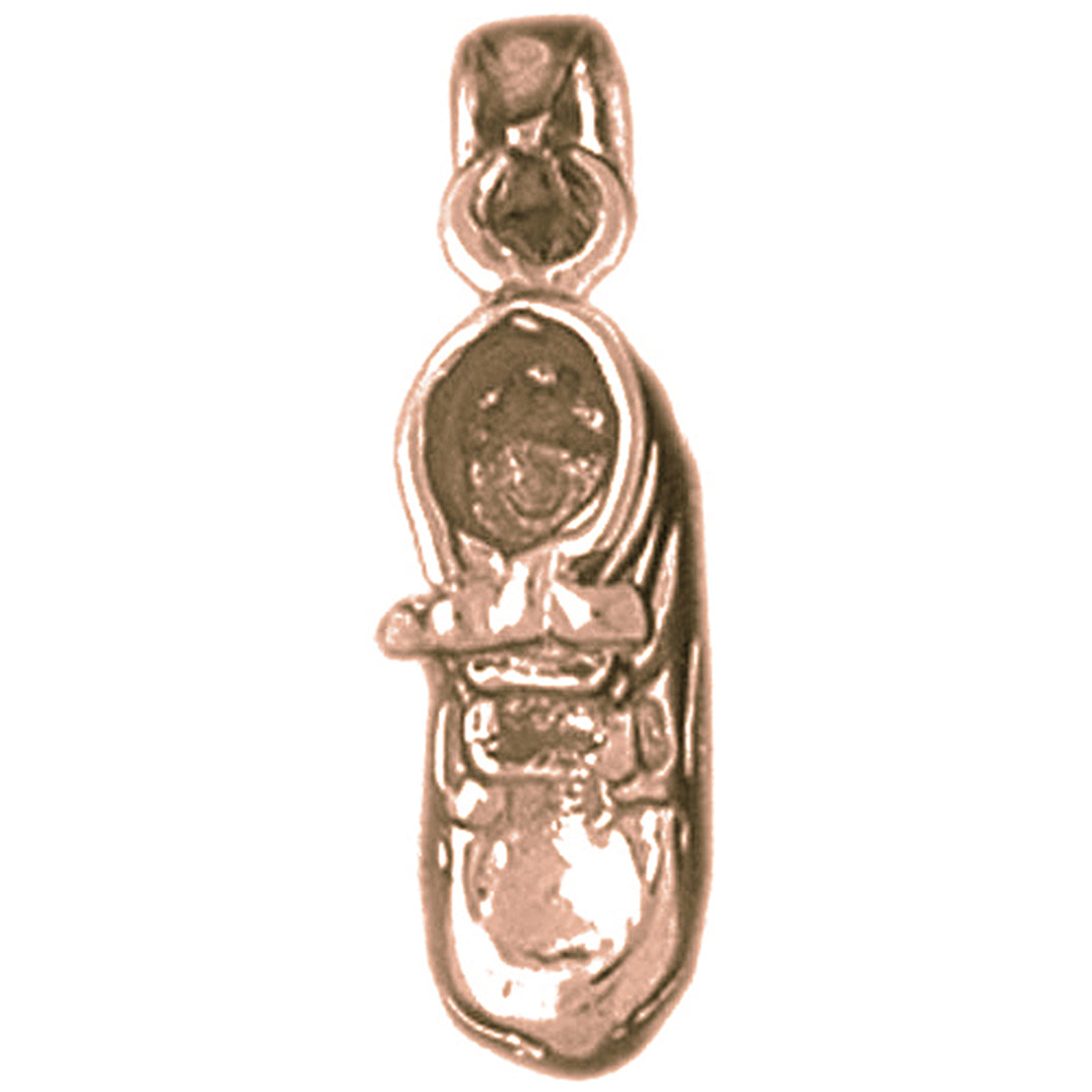 10K, 14K or 18K Gold 3D Baby Booty, Shoe Pendant
