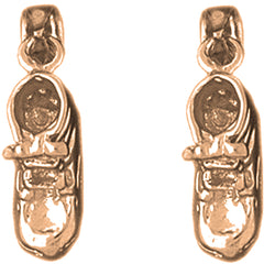 14K or 18K Gold 21mm 3D Baby Booty, Shoe Earrings