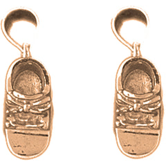 14K or 18K Gold 18mm 3D Baby Booty, Shoe Earrings