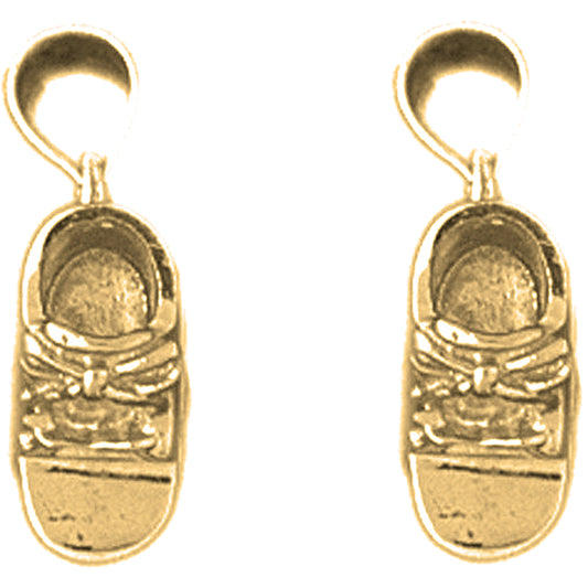 14K or 18K Gold 18mm 3D Baby Booty, Shoe Earrings