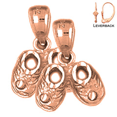 Botitas de bebé de 16 mm de oro de 14 quilates o 18 quilates, pendientes de zapatos