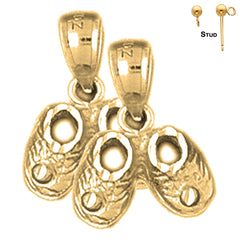 Botitas de bebé de 16 mm de oro de 14 quilates o 18 quilates, pendientes de zapatos