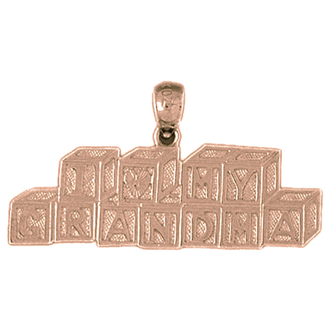 10K, 14K or 18K Gold I Love Grandma Pendant