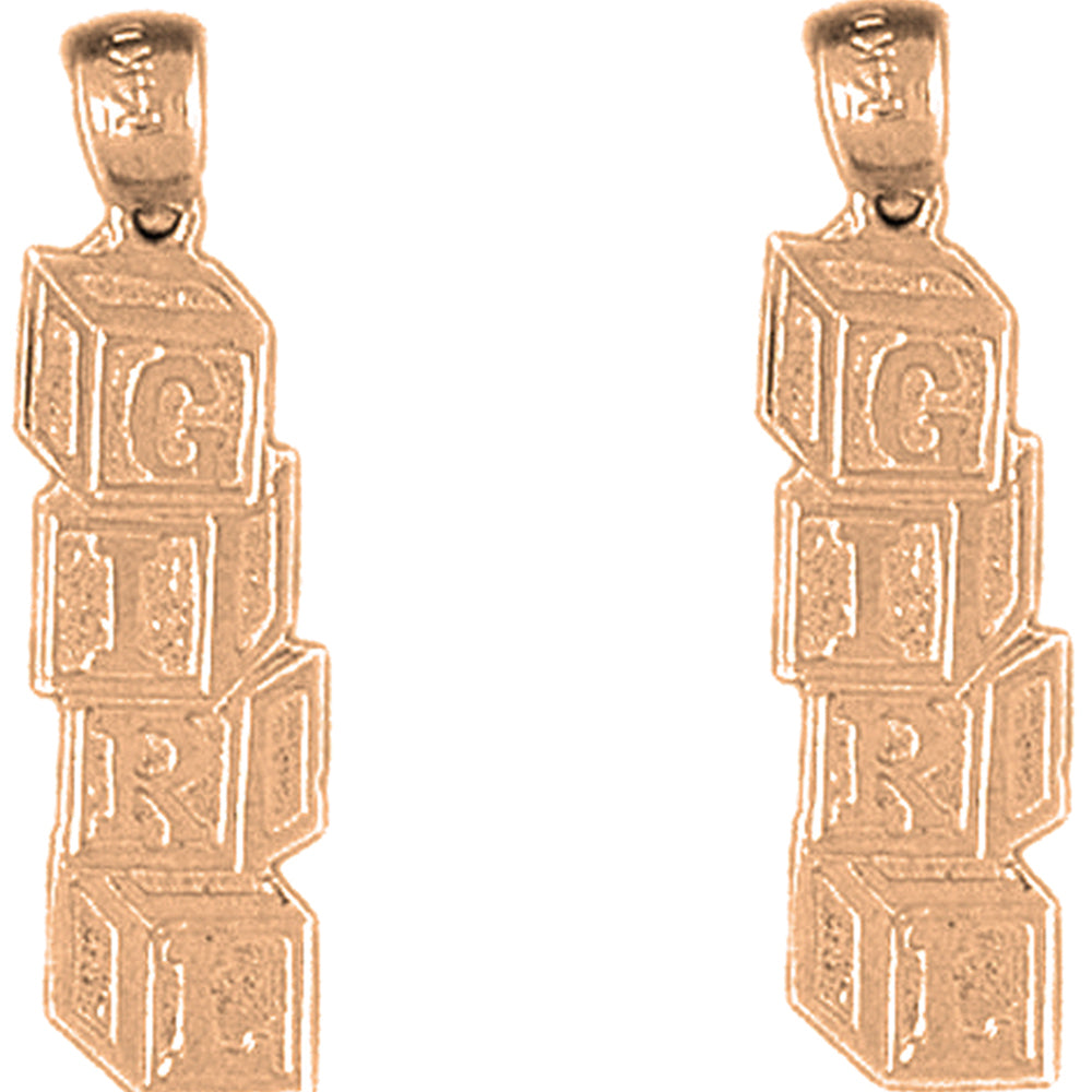 14K or 18K Gold 27mm Girl Earrings