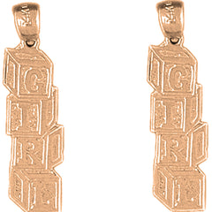 14K or 18K Gold 27mm Girl Earrings