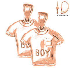 Pendientes tipo camiseta para niño de 20 mm de oro de 14 quilates o 18 quilates