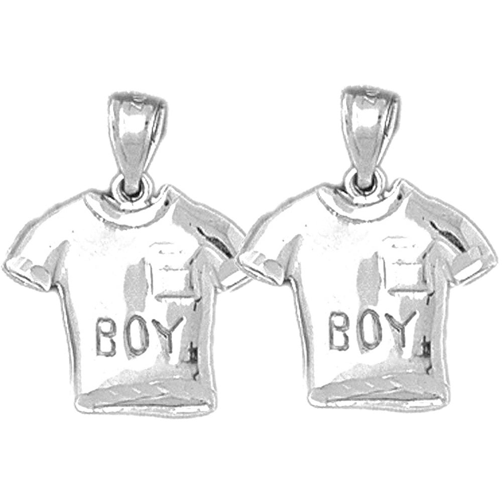 Sterling Silver 20mm Boy T-Shirt Earrings