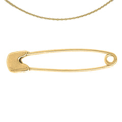 14K or 18K Gold Safety Pin Pendant