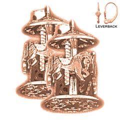 14K or 18K Gold 3D Carousel Earrings