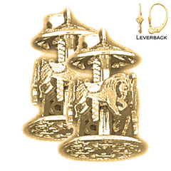 14K or 18K Gold 3D Carousel Earrings