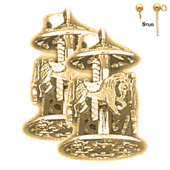 14K or 18K Gold 3D Carousel Earrings