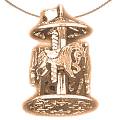 Colgante de carrusel 3D de oro de 10K, 14K o 18K