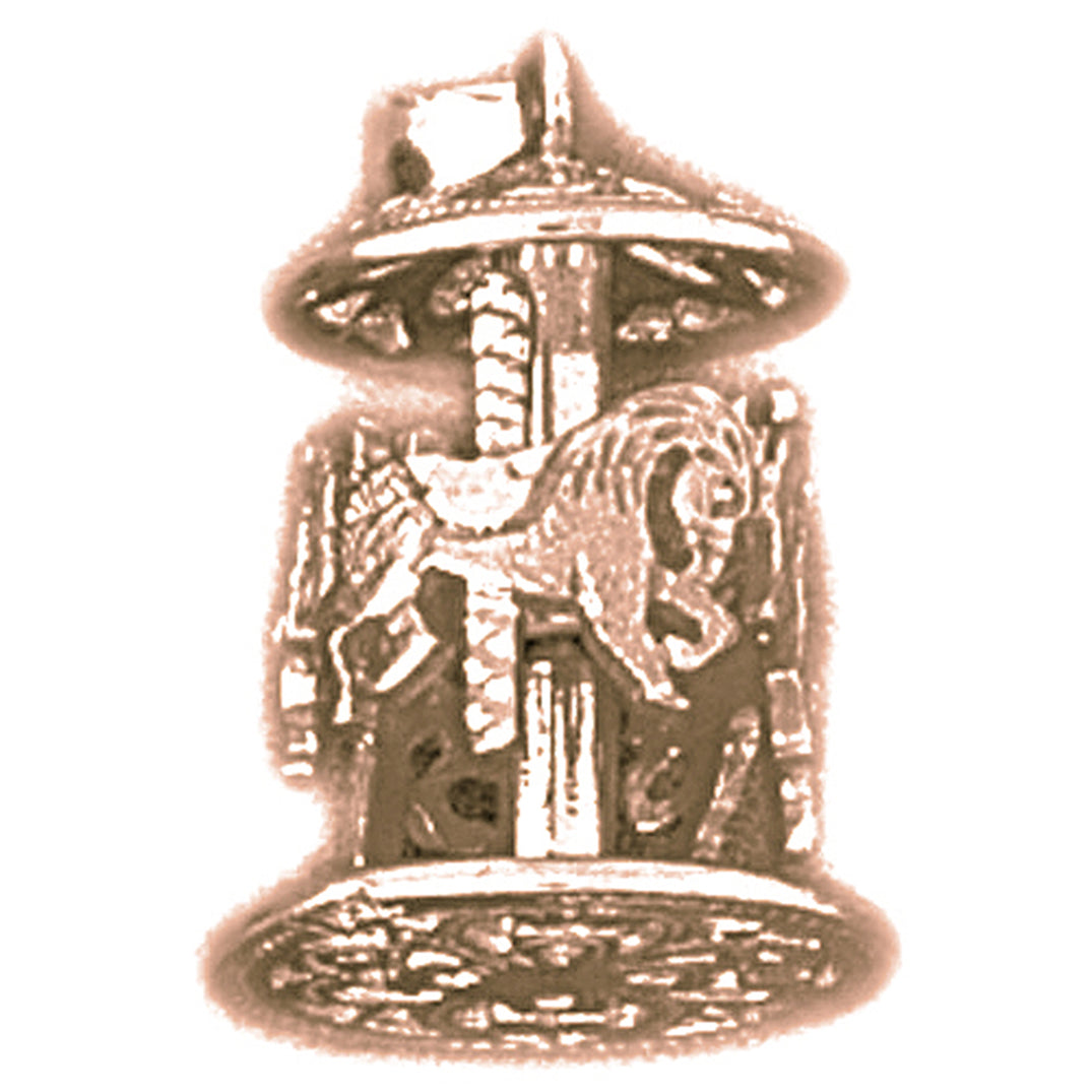10K, 14K or 18K Gold 3D Carousel Pendant