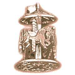 10K, 14K or 18K Gold 3D Carousel Pendant