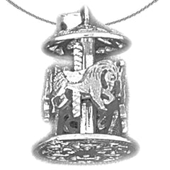 Colgante de carrusel 3D de oro de 10K, 14K o 18K