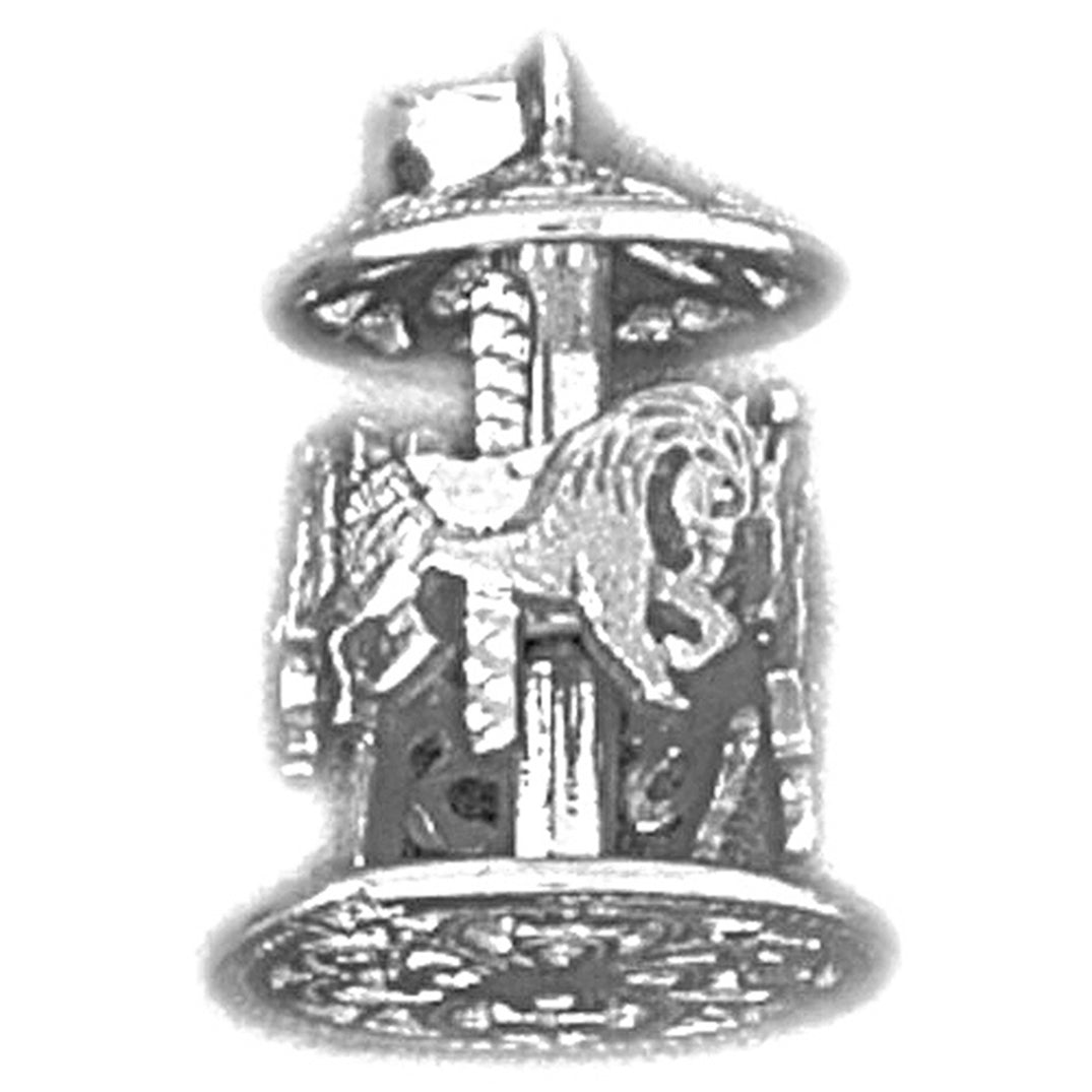 10K, 14K or 18K Gold 3D Carousel Pendant