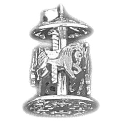 10K, 14K or 18K Gold 3D Carousel Pendant