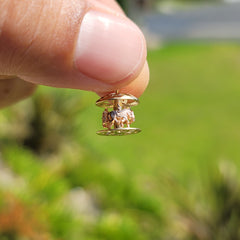 10K, 14K or 18K Gold 3D Carousel Pendant