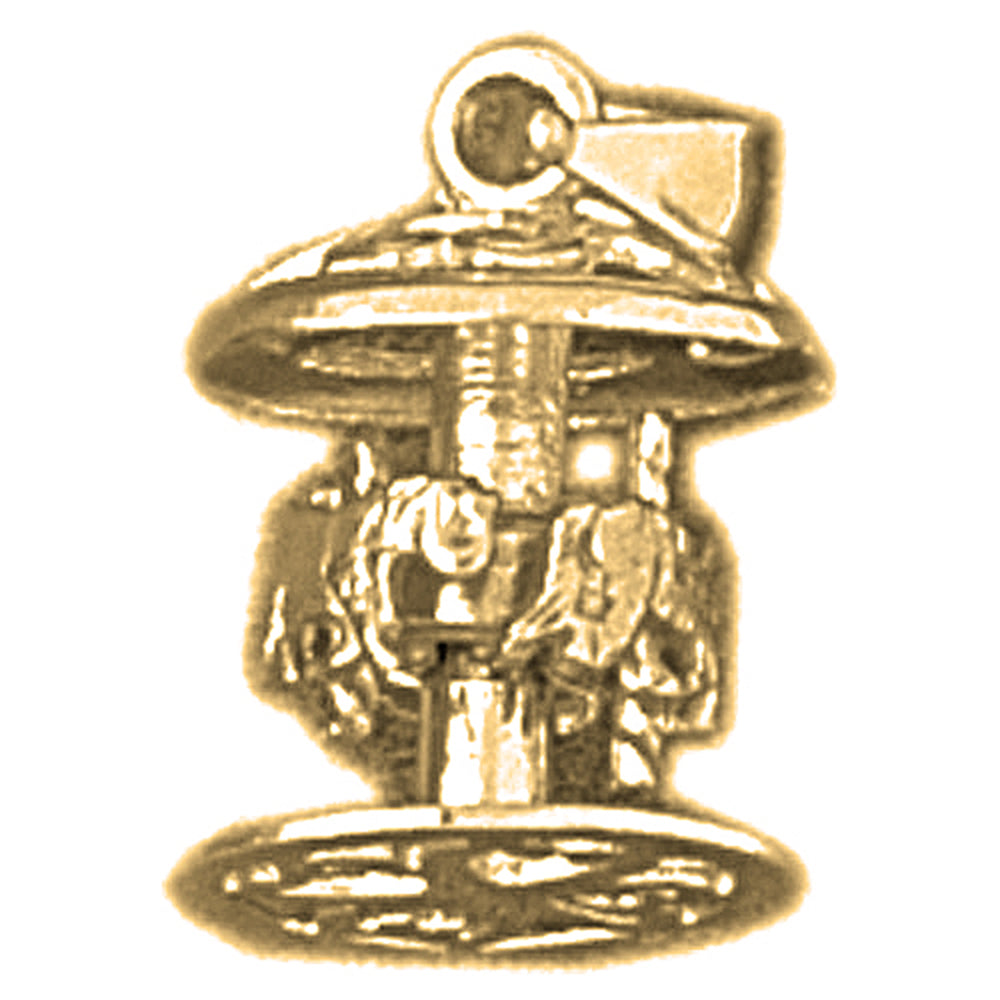 10K, 14K or 18K Gold 3D Carousel Pendant