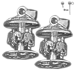 Sterling Silver 16mm 3D Carousel Earrings (White or Yellow Gold Plated)