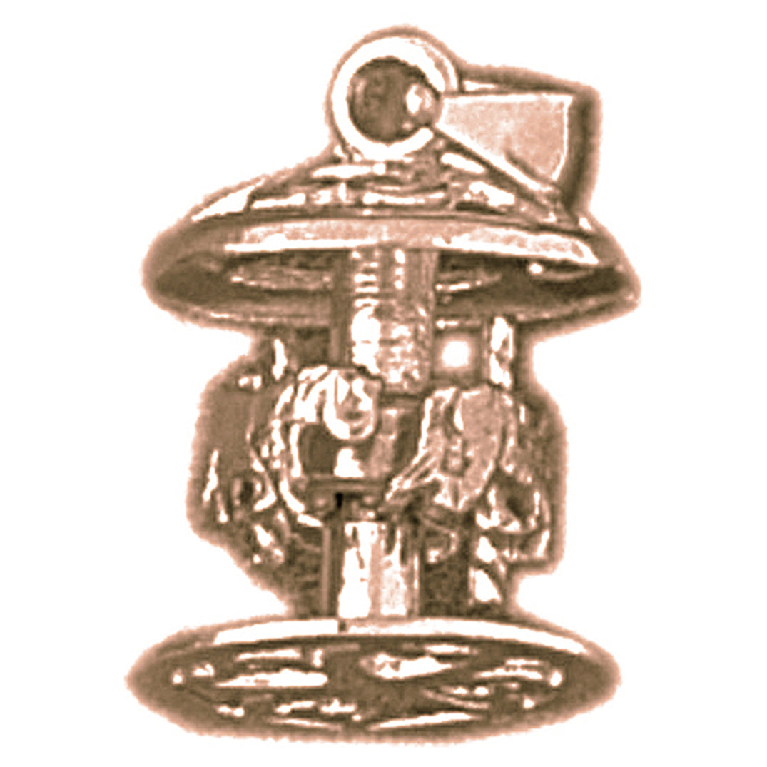 10K, 14K or 18K Gold 3D Carousel Pendant