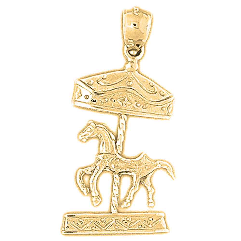 10K, 14K or 18K Gold Carousel Pendant
