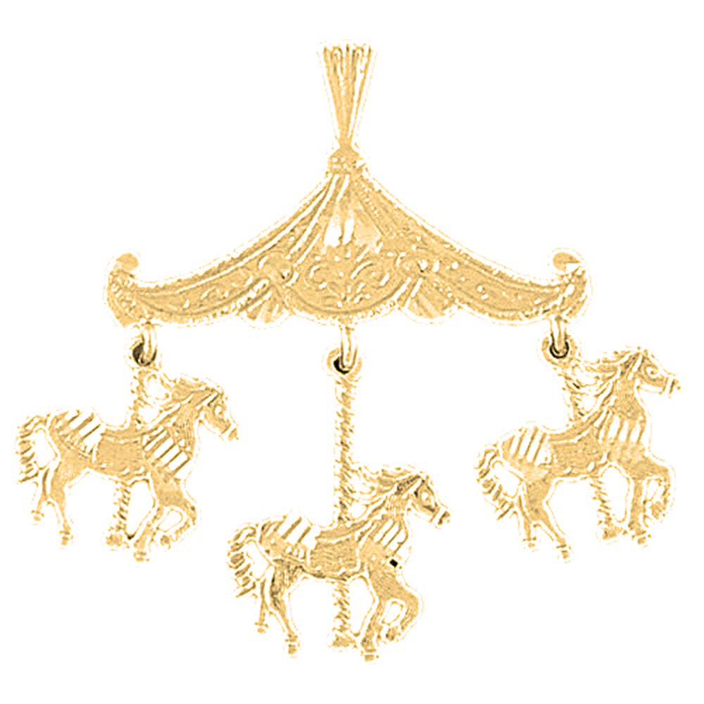 10K, 14K or 18K Gold Carousel Pendant