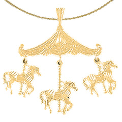 10K, 14K or 18K Gold Carousel Pendant