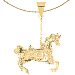 10K, 14K or 18K Gold 3D Carousel Horse Pendant