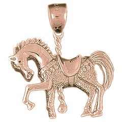 10K, 14K or 18K Gold Carousel Horse Pendant