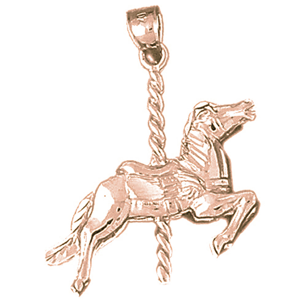10K, 14K or 18K Gold 3D Carousel Horse Pendant