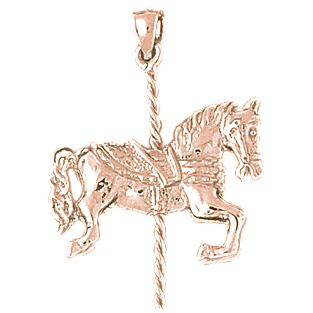 10K, 14K or 18K Gold 3D Carousel Horse Pendant