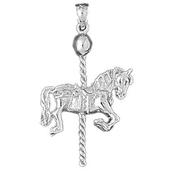 10K, 14K or 18K Gold 3D Carousel Horse Pendant