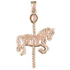 10K, 14K or 18K Gold 3D Carousel Horse Pendant