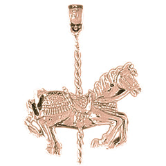 10K, 14K or 18K Gold Carousel Horse Pendant