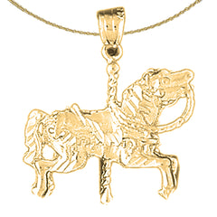 Karussellpferd-Anhänger aus 10 Karat, 14 Karat oder 18 Karat Gold