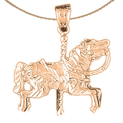 Karussellpferd-Anhänger aus 10 Karat, 14 Karat oder 18 Karat Gold