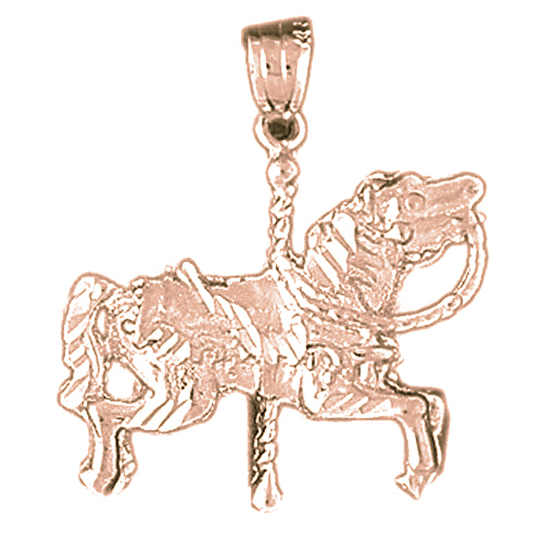10K, 14K or 18K Gold Carousel Horse Pendant