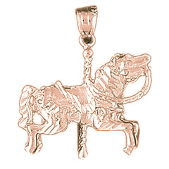 10K, 14K or 18K Gold Carousel Horse Pendant